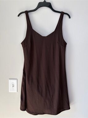 Danskin Brown Workout Dress with Built in Romper Travel Casual Athleisure